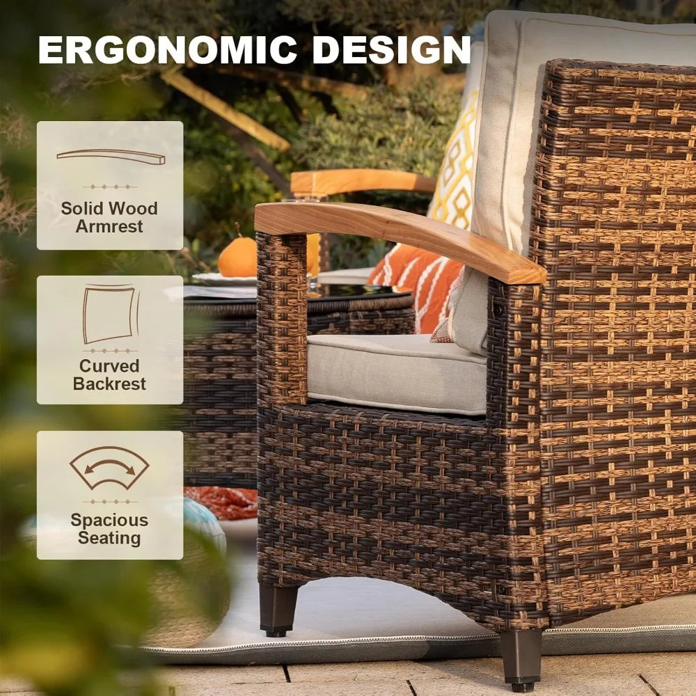 Angduo Outdoor Patio Rattan Set Half Moon Sectional