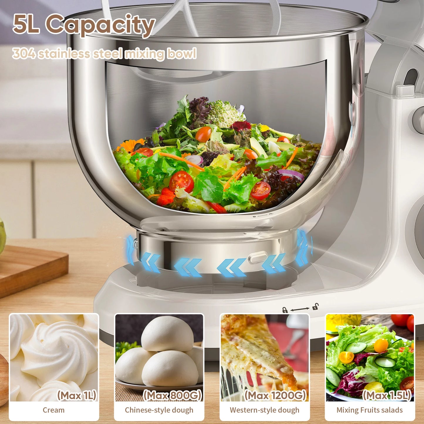 BioloMix Stand Mixer 1200W 11 Speed Digital OLED Home Cooks