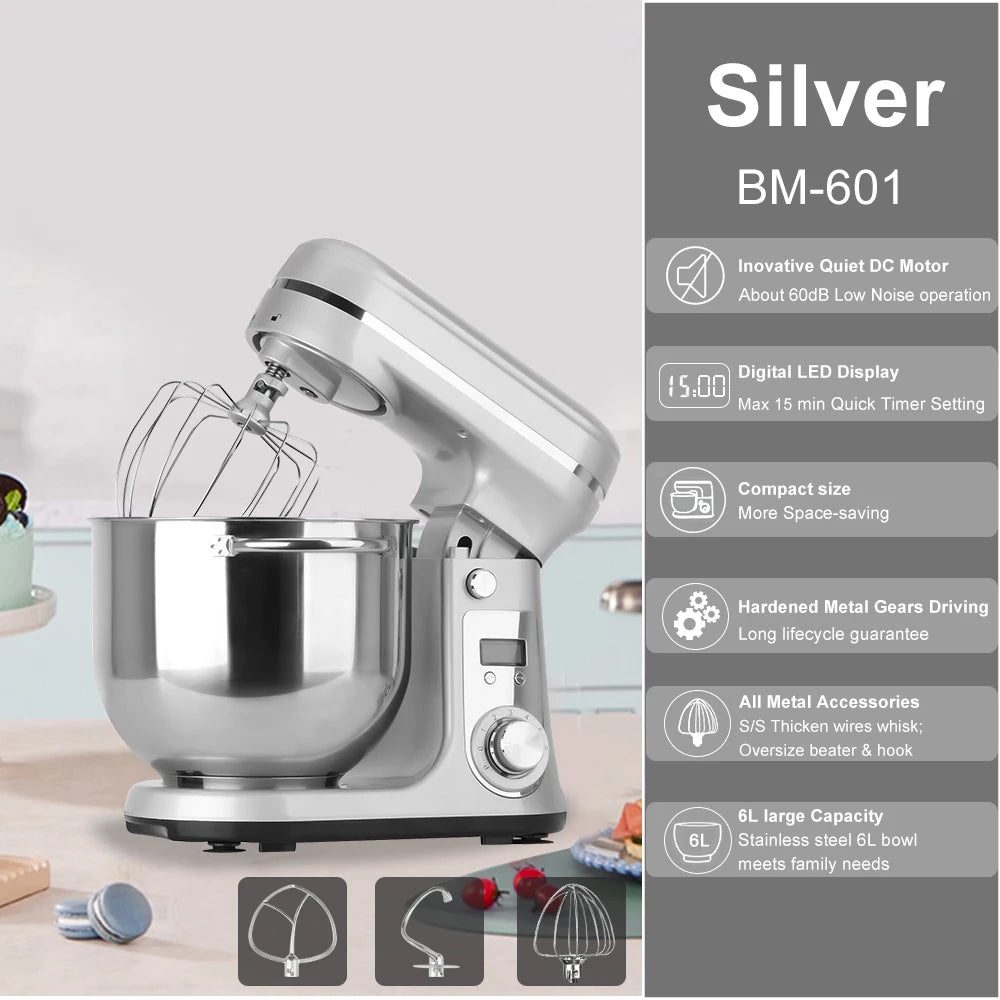 Biolomix Stand Mixer 6 Speed 1200W Quiet for Home Cooks