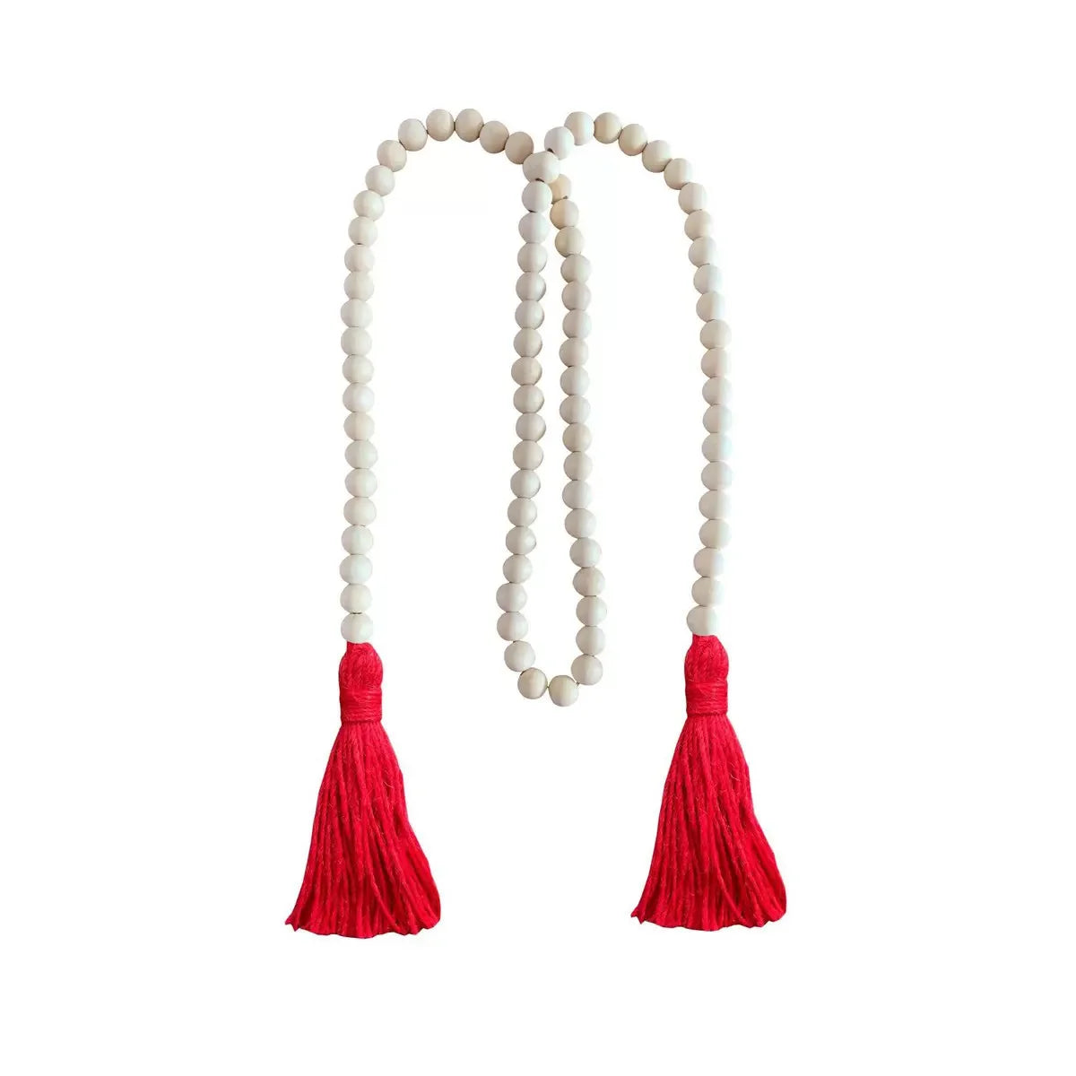 Nordic Farmhouse Decor Wood Bead Tassel Linen Rope Wall Art