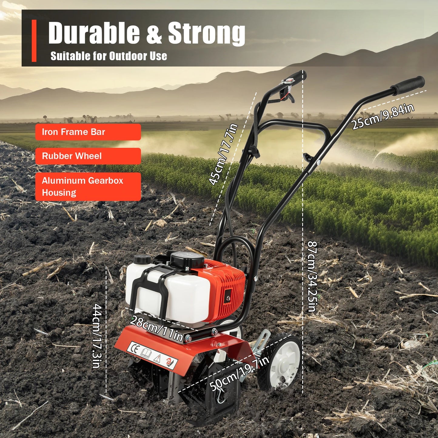 Hign-concerned Gasoline Tiller 52cc For Home Garden