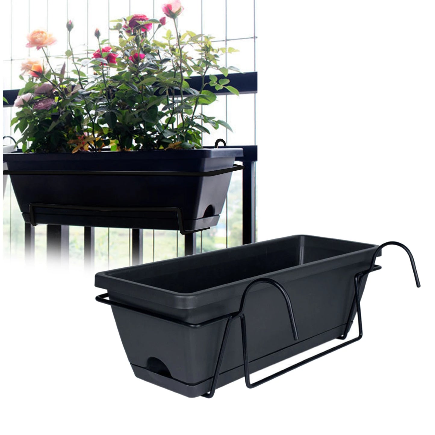 Homyl Hanging Planter For Balcony Railing Garden Window Box