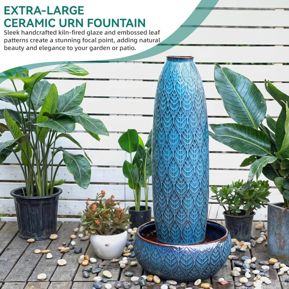 Autodaya 39in Outdoor Fountain With LED Lights Garden Oasis