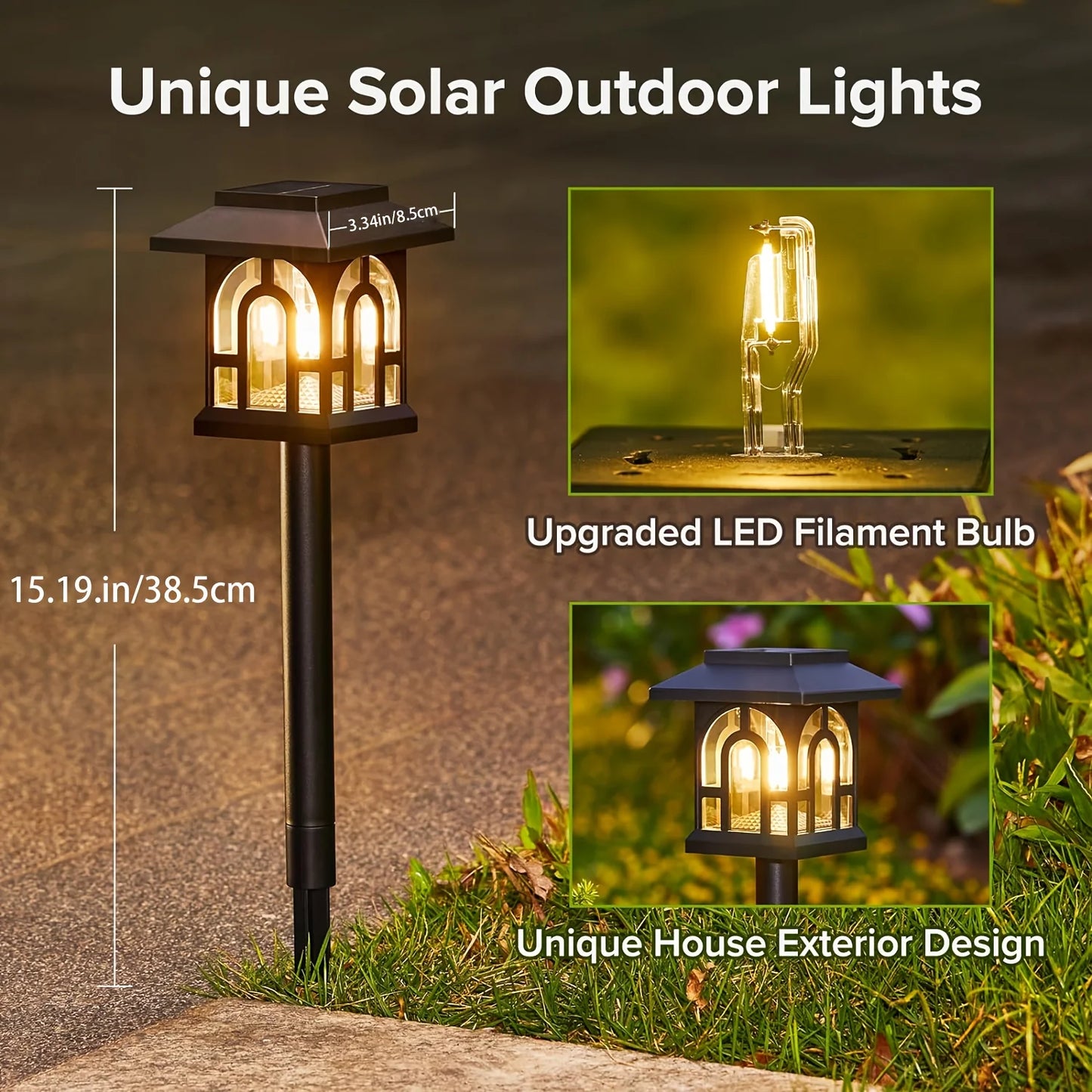 Solar Pathway Lights Outdoor Auto On Off for Yard Patio