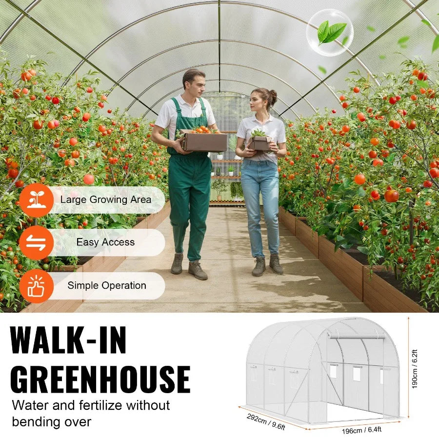 Walkin Tunnel Greenhouse Hign Galvanized Frame Gardeners