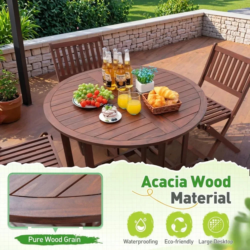 Guangbai All Weather Acacia Patio Dining Set For Backyard