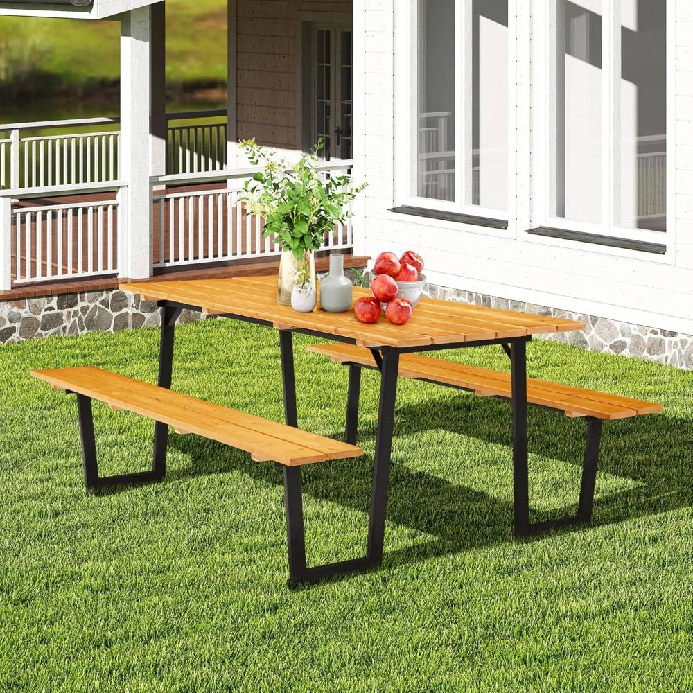 Guangbai Picnic Table Outdoor Bench Set Heavy Duty Garden