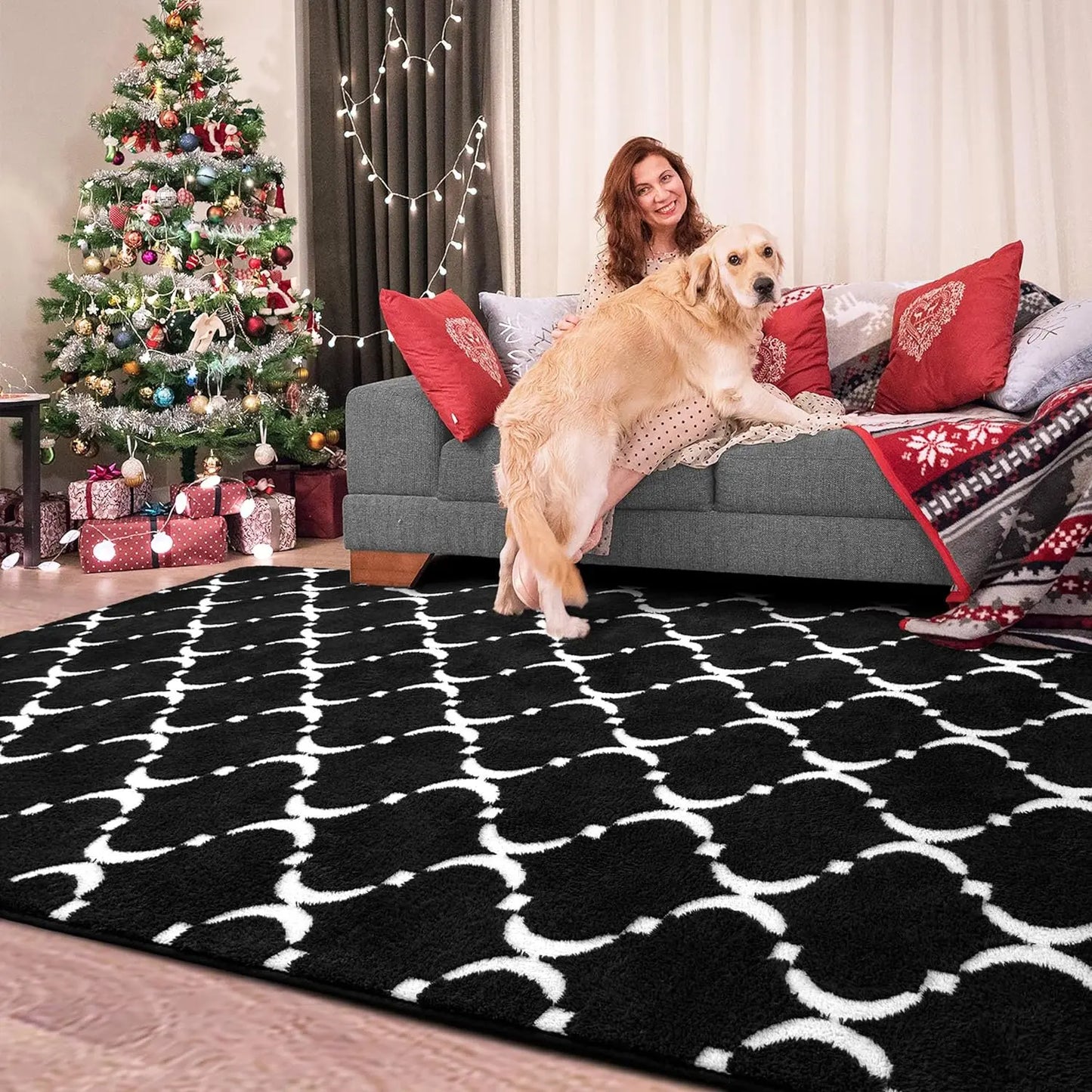NoahasCN Shag Area Rug Memory Foam Indoor Carpet Geometric