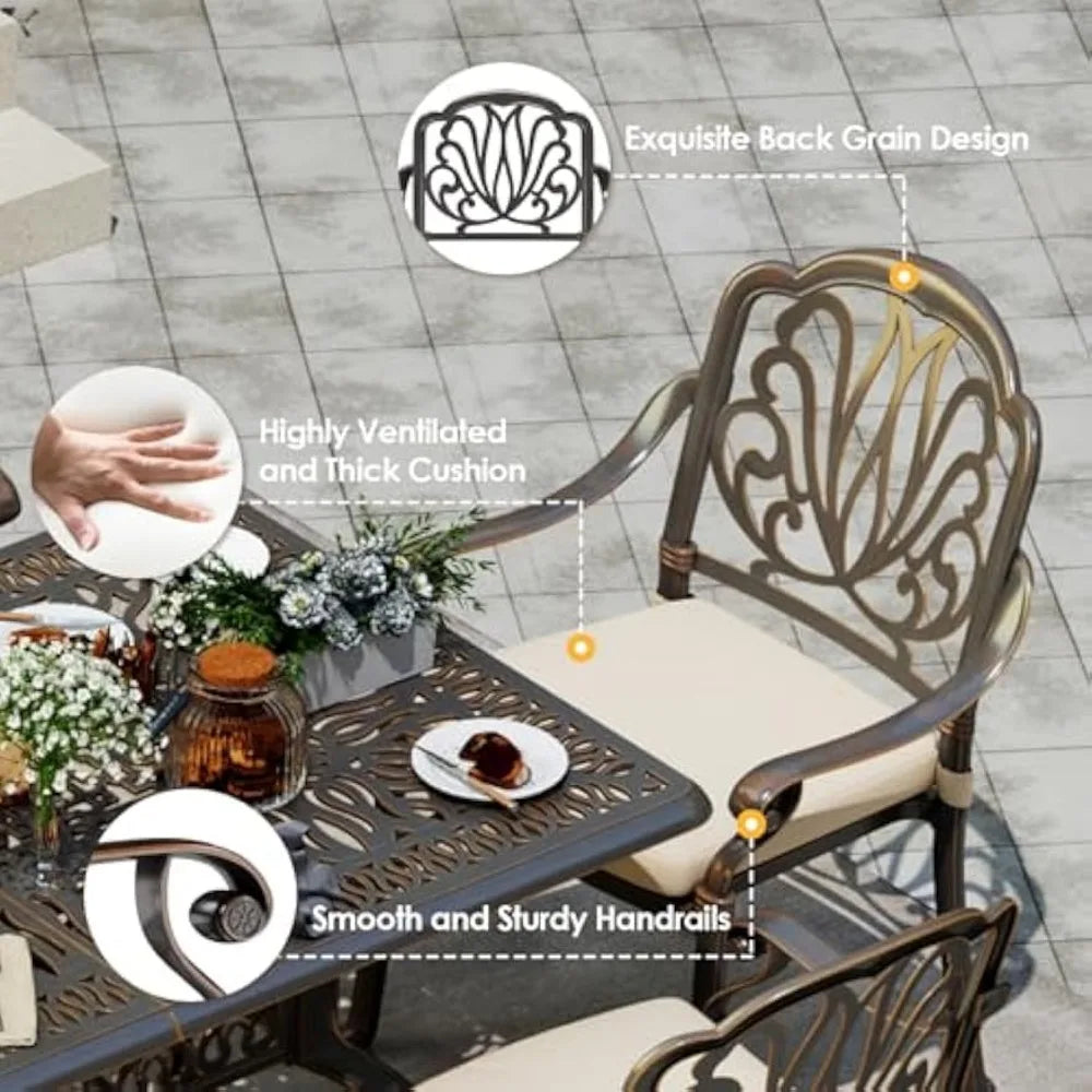 Angduo Outdoor 6 Chairs Patio Table Set Aluminum Umbrella