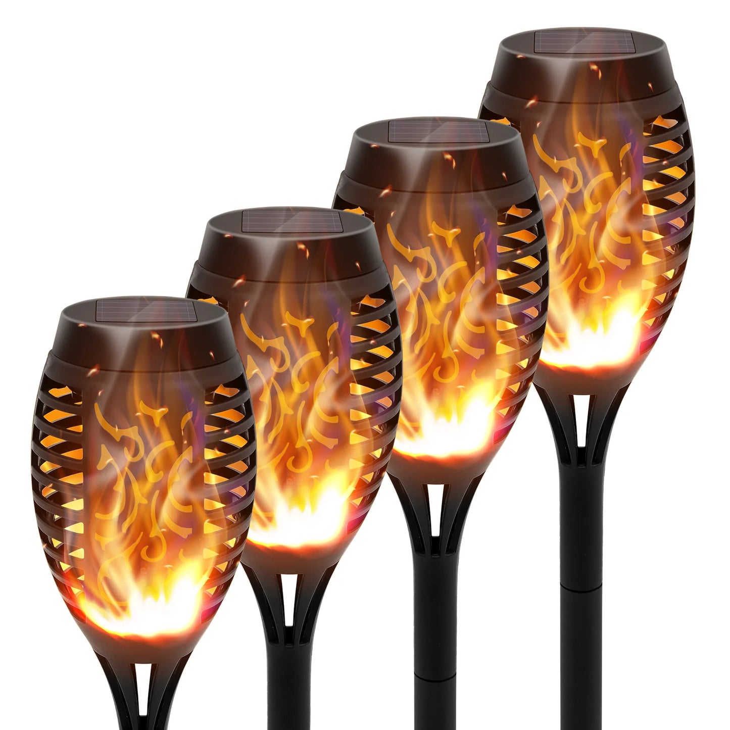 Solar Torch Lights With Flickering Flame For Garden Path