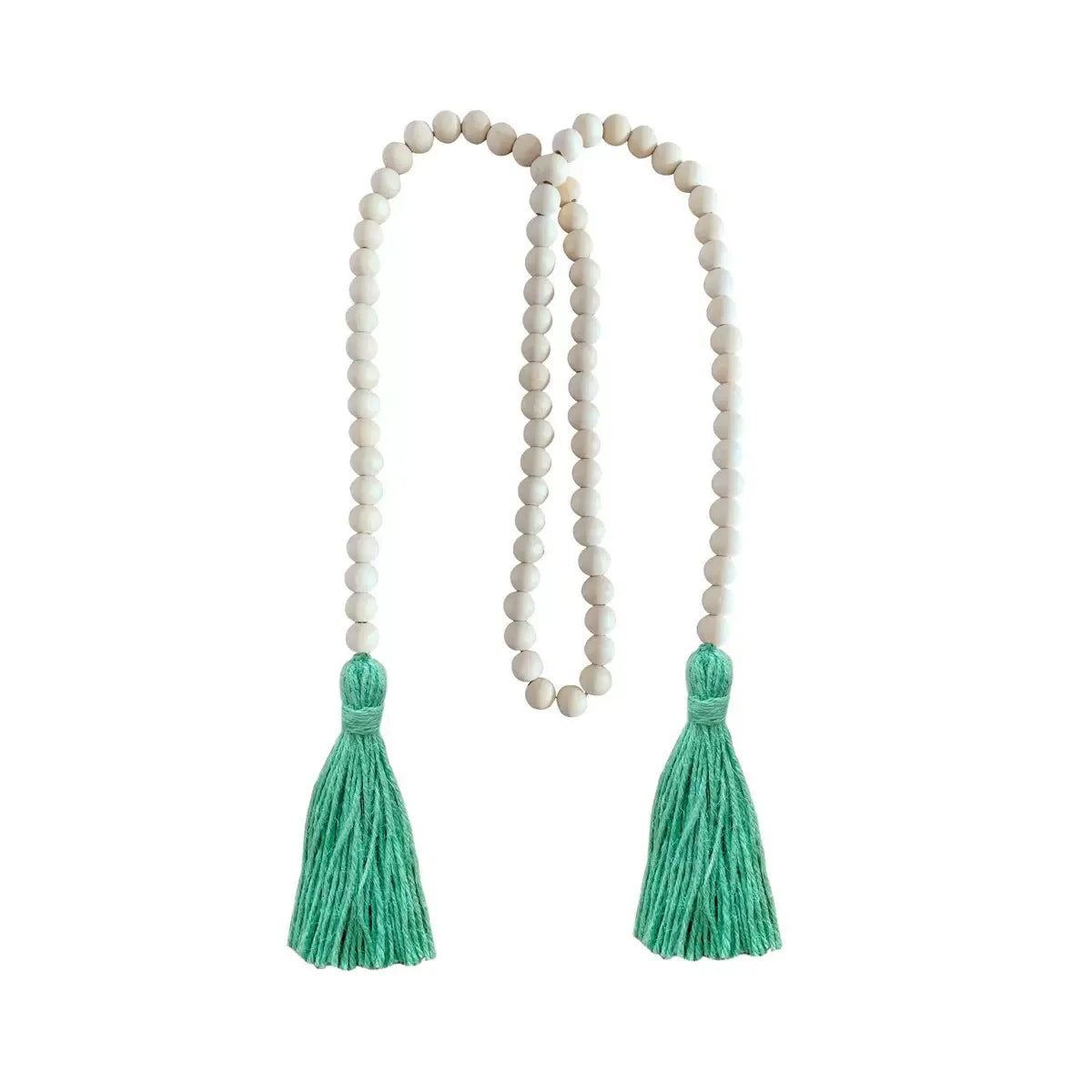 Nordic Farmhouse Decor Wood Bead Tassel Linen Rope Wall Art