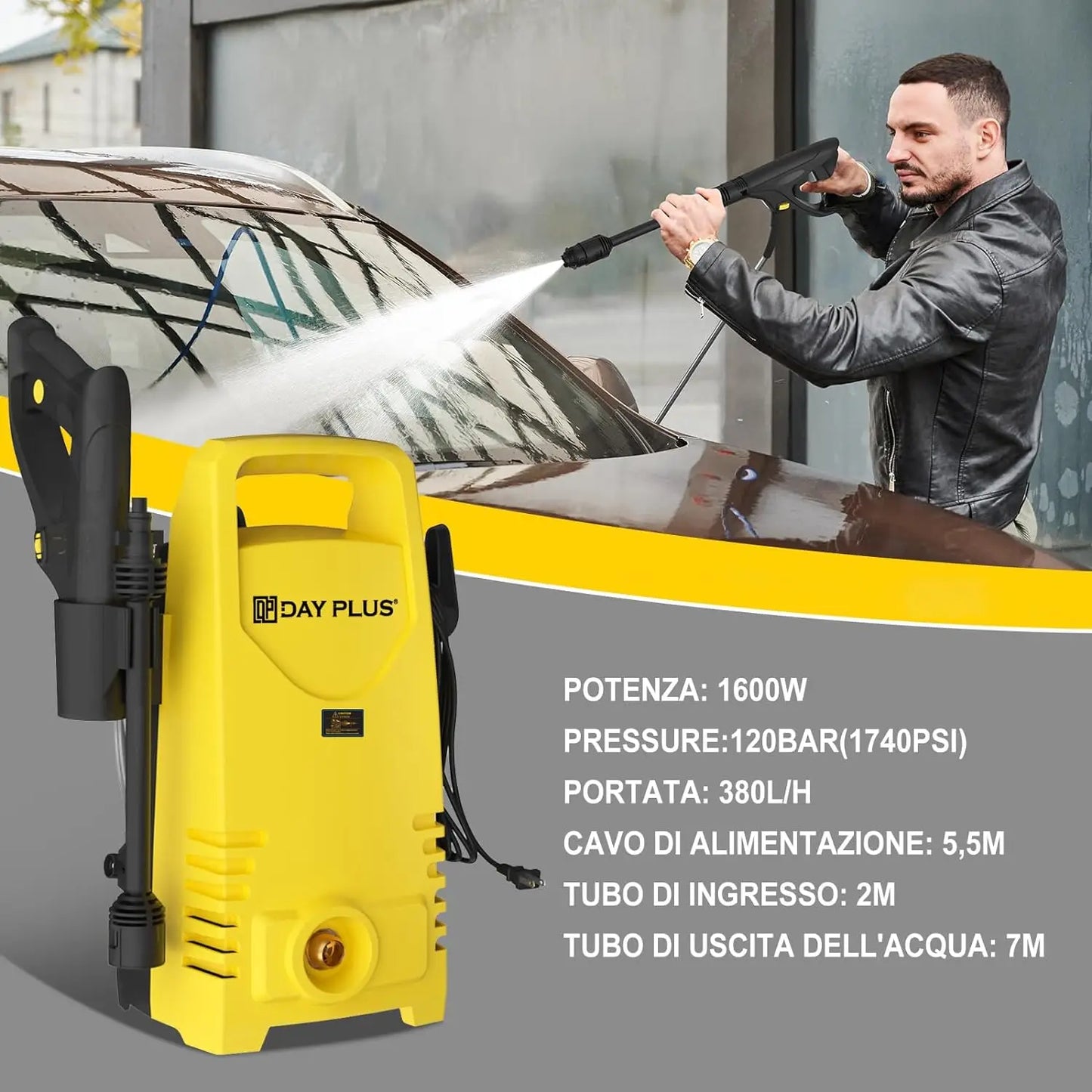 DayPlus Electric Pressure Washer 1600W 120Bar Garden Cars