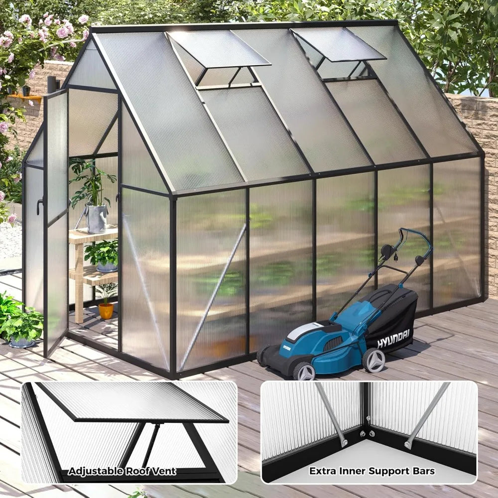 DUOFU Polycarbonate Greenhouse Walk In With Roof Vent