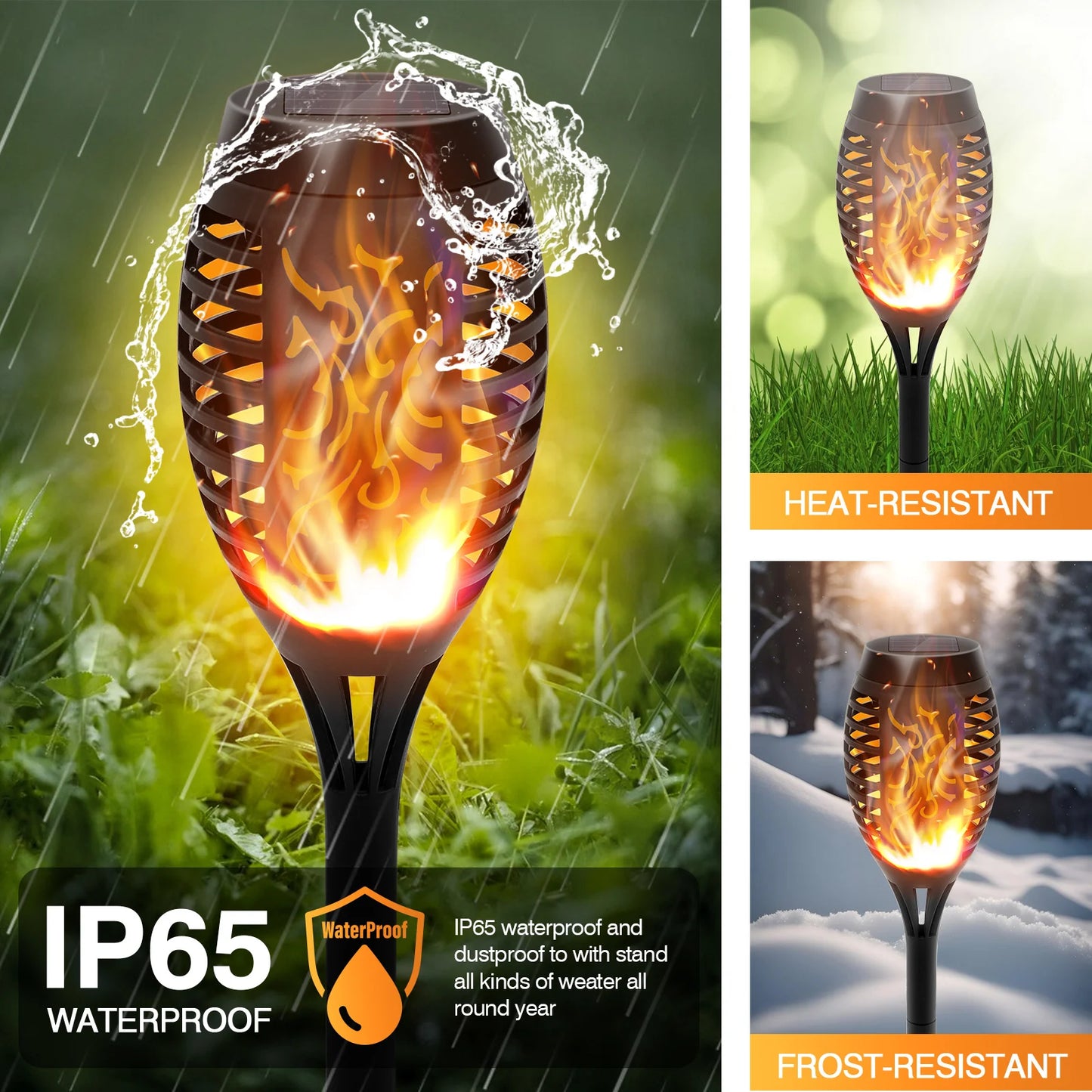 Solar Torch Lights With Flickering Flame For Garden Path