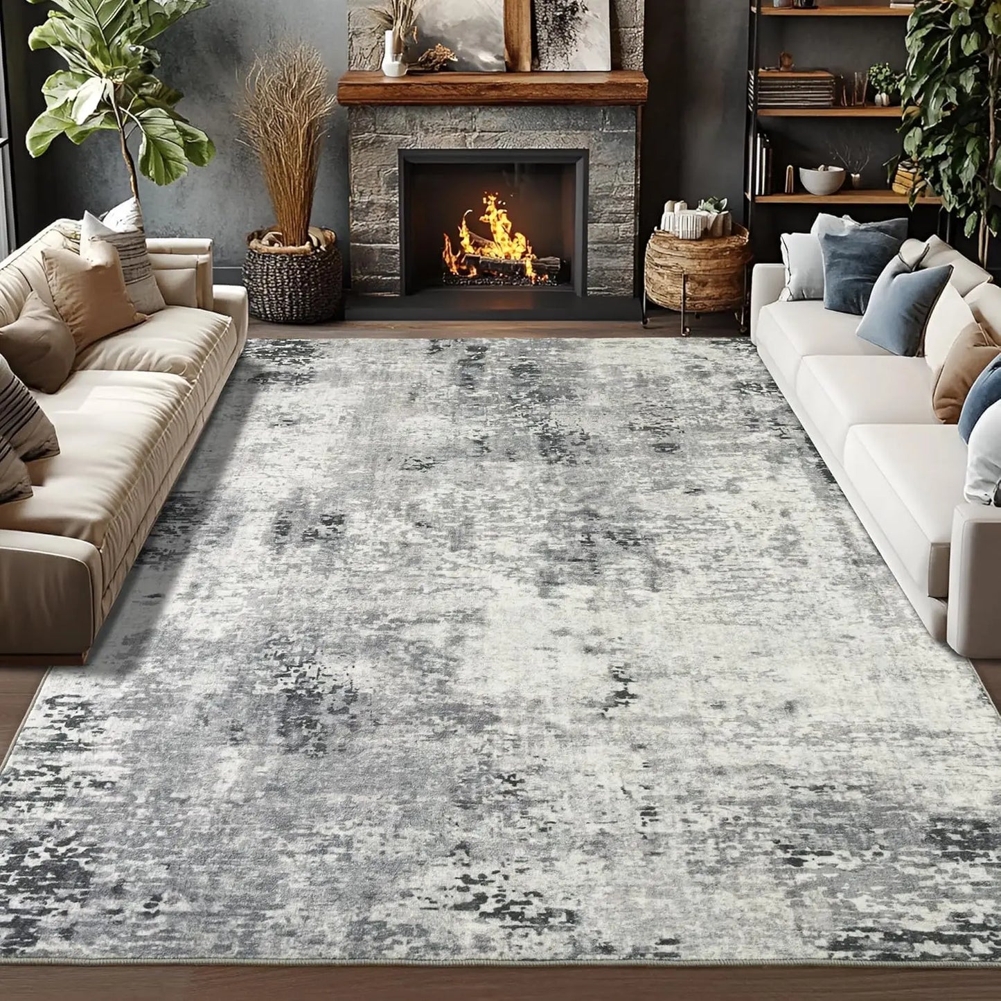 NoahasCN Living Room Area Rug Soft Modern Abstract Non Slip