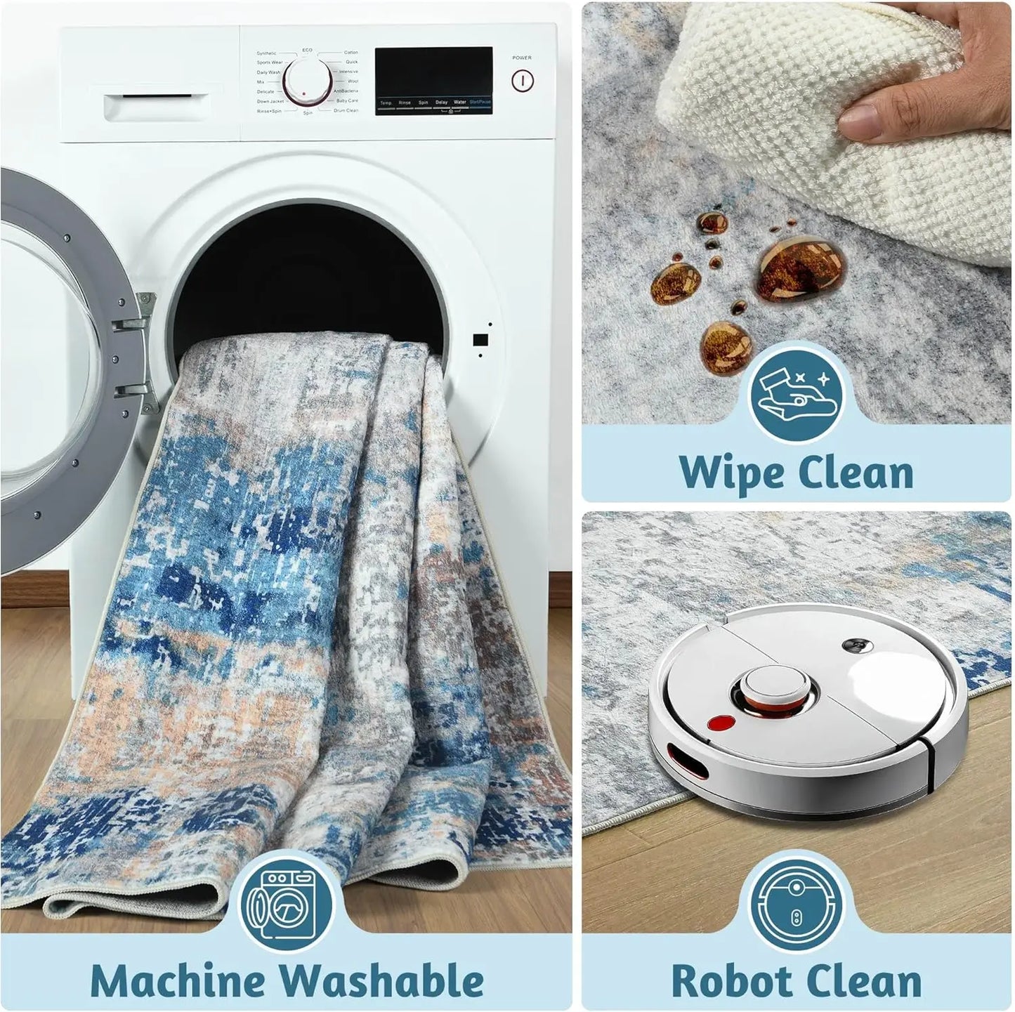 NoahasCN Modern Abstract Area Rug Machine Washable Non Slip