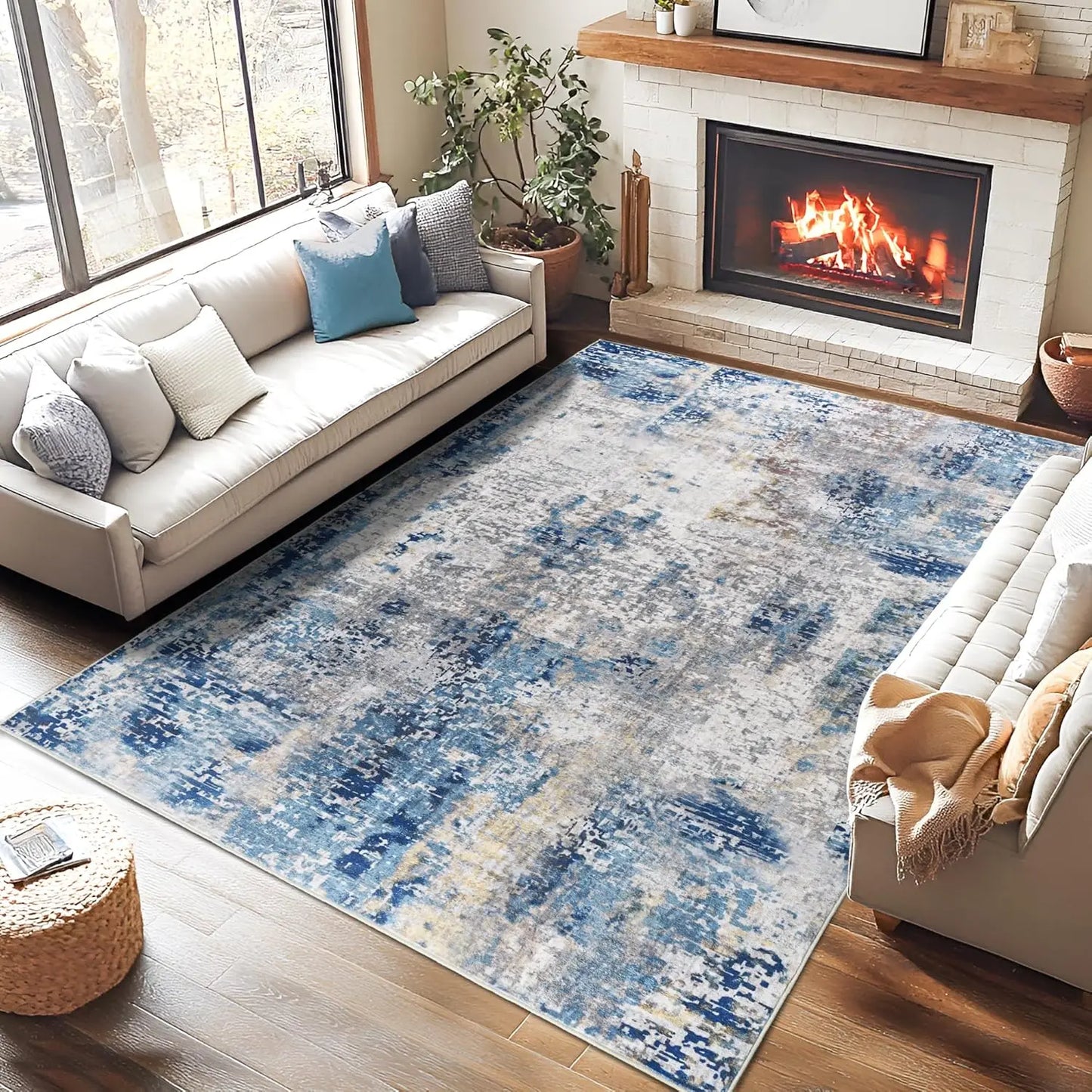 NoahasCN Living Room Area Rug Soft Modern Abstract Non Slip