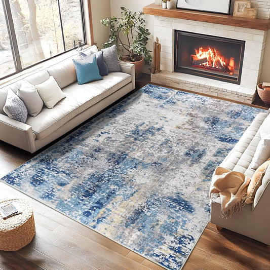 NoahasCN Modern Abstract Area Rug Machine Washable Non Slip