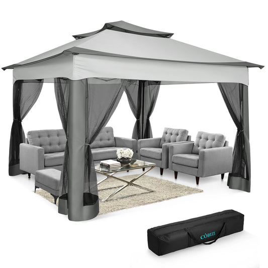 11x11ft Pop Up Gazebo Pavilion With Mosquito Netting Outdoor Canopy Tent With Carry Bag Gazebo For Garden Backyard Lawn Patio