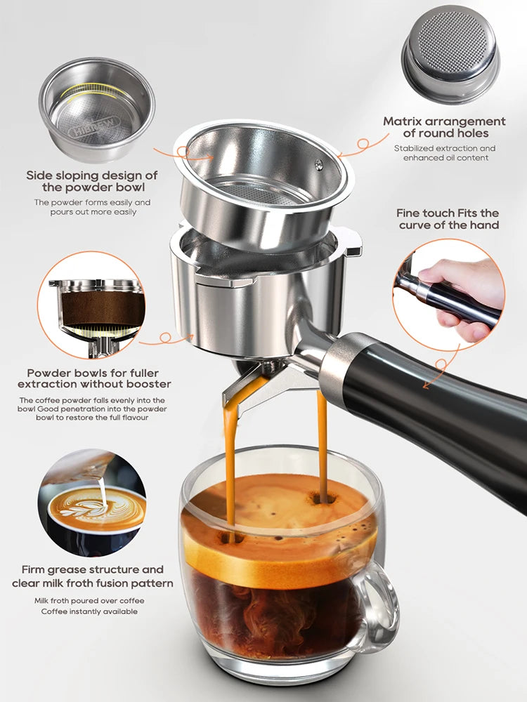 HiBREW 20Bar Semi Automatic Espresso Machine Cold Hot Home