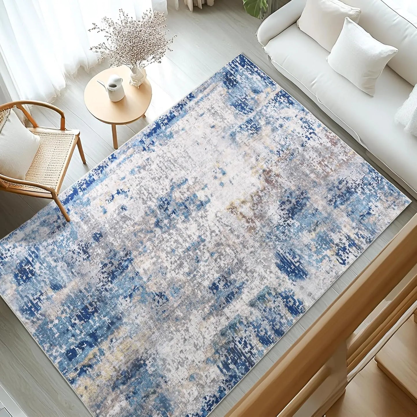 NoahasCN Modern Abstract Area Rug Machine Washable Non Slip