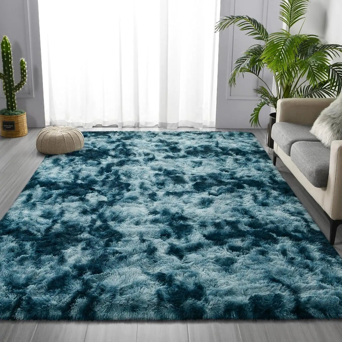 LOCHAS Tie Dye Plush Velvet Rug For Living Room Decor