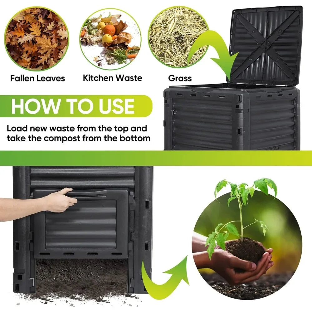 BPA Free Garden Compost Bin Large Outdoor Easy Assembly