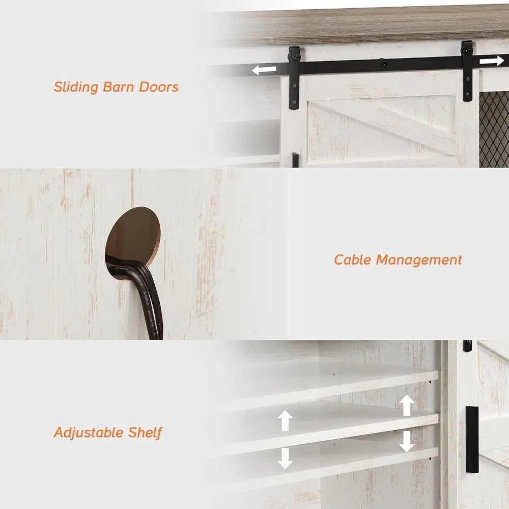 MKDK Farmhouse Buffet Cabinet With Sliding Barn Doors