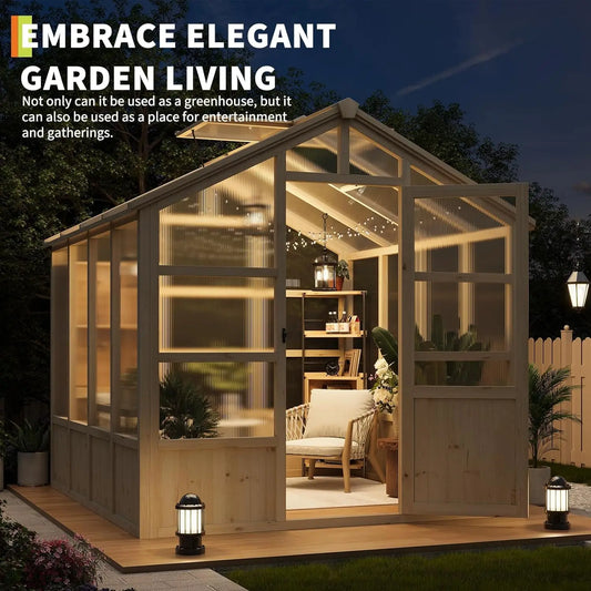 HiMISSH Heavy Duty Cedar Greenhouse With Poly Panels