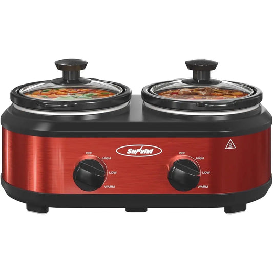 Iosn Dual Pot Slow Cooker With Adjustable Temp Home Use
