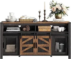 MKDK Farmhouse Buffet Cabinet With Sliding Barn Doors