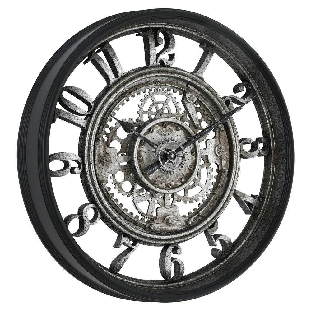 XMSJ Indoor Rustic Metal Arabic Analog Wall Clock Gears