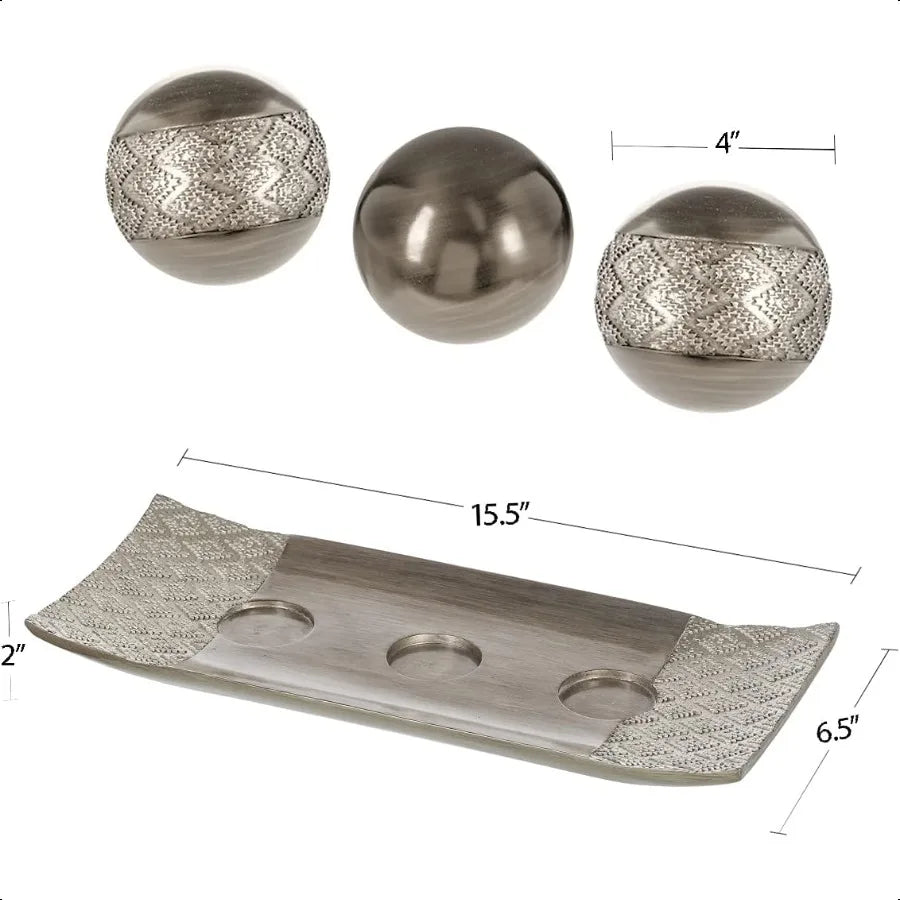 Hignconcerned Dublin Sier Ornamental Tray and Orbs Centerpiece Presentation Layout