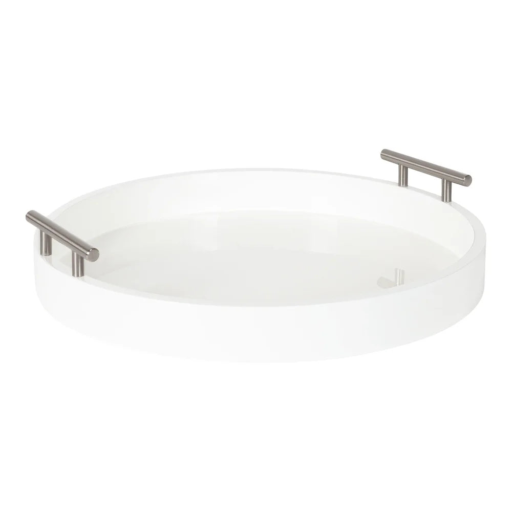 XMSJ Modern Round Serving Tray With Polished Metal Handles