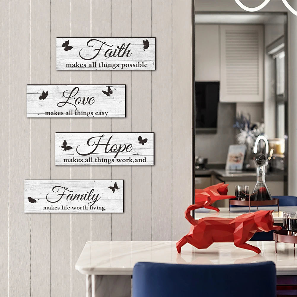 Hign-concerned Farmhouse Wooden Sign Family Love Faith Hope