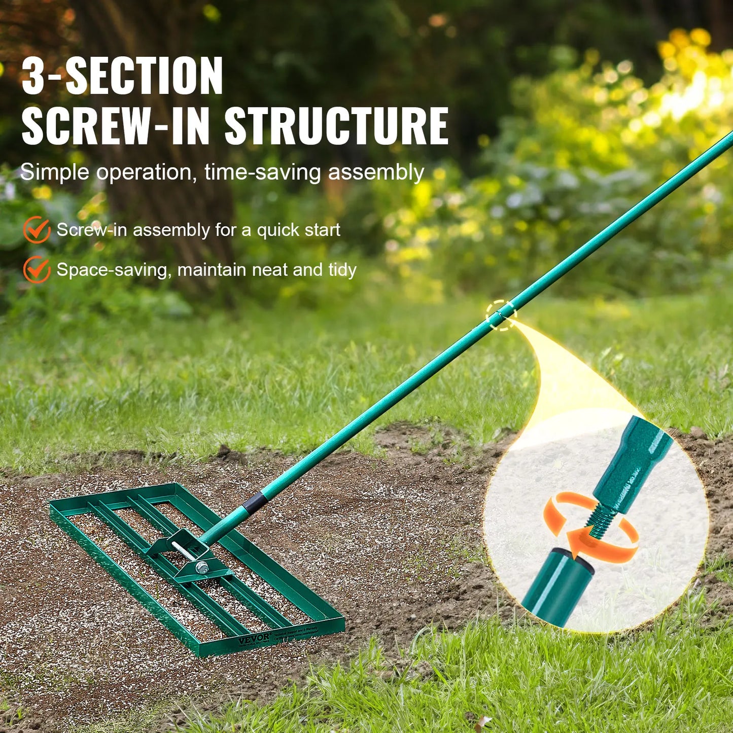 SucceBuy Lawn Leveling Rake 36x10 Heavy Duty 78 Inch Handle