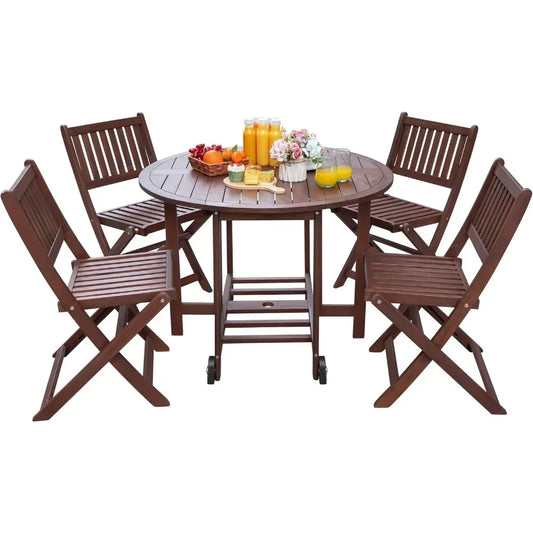 Guangbai All Weather Acacia Patio Dining Set For Backyard
