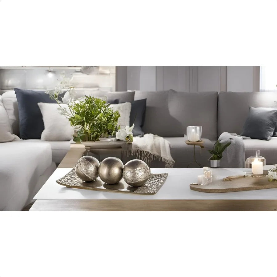 Hignconcerned Dublin Sier Ornamental Tray and Orbs Centerpiece Presentation Layout