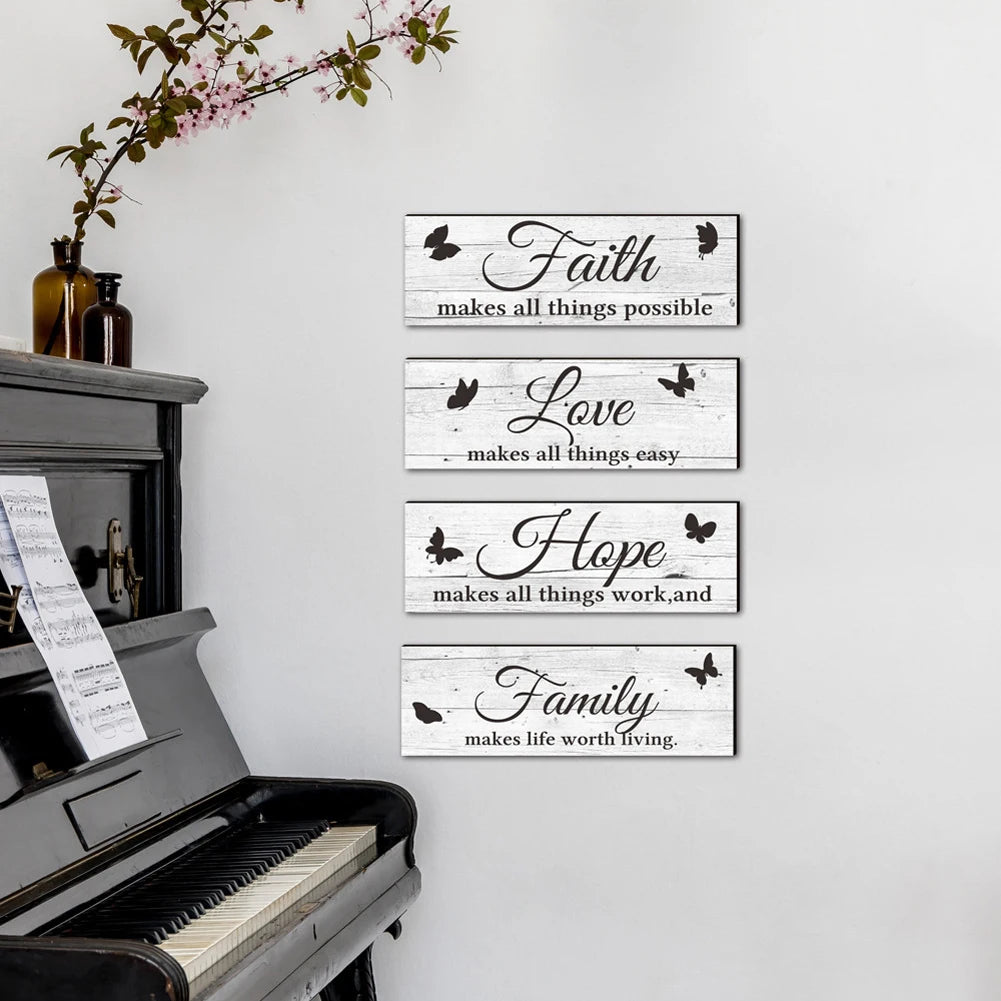 Hign-concerned Farmhouse Wooden Sign Family Love Faith Hope