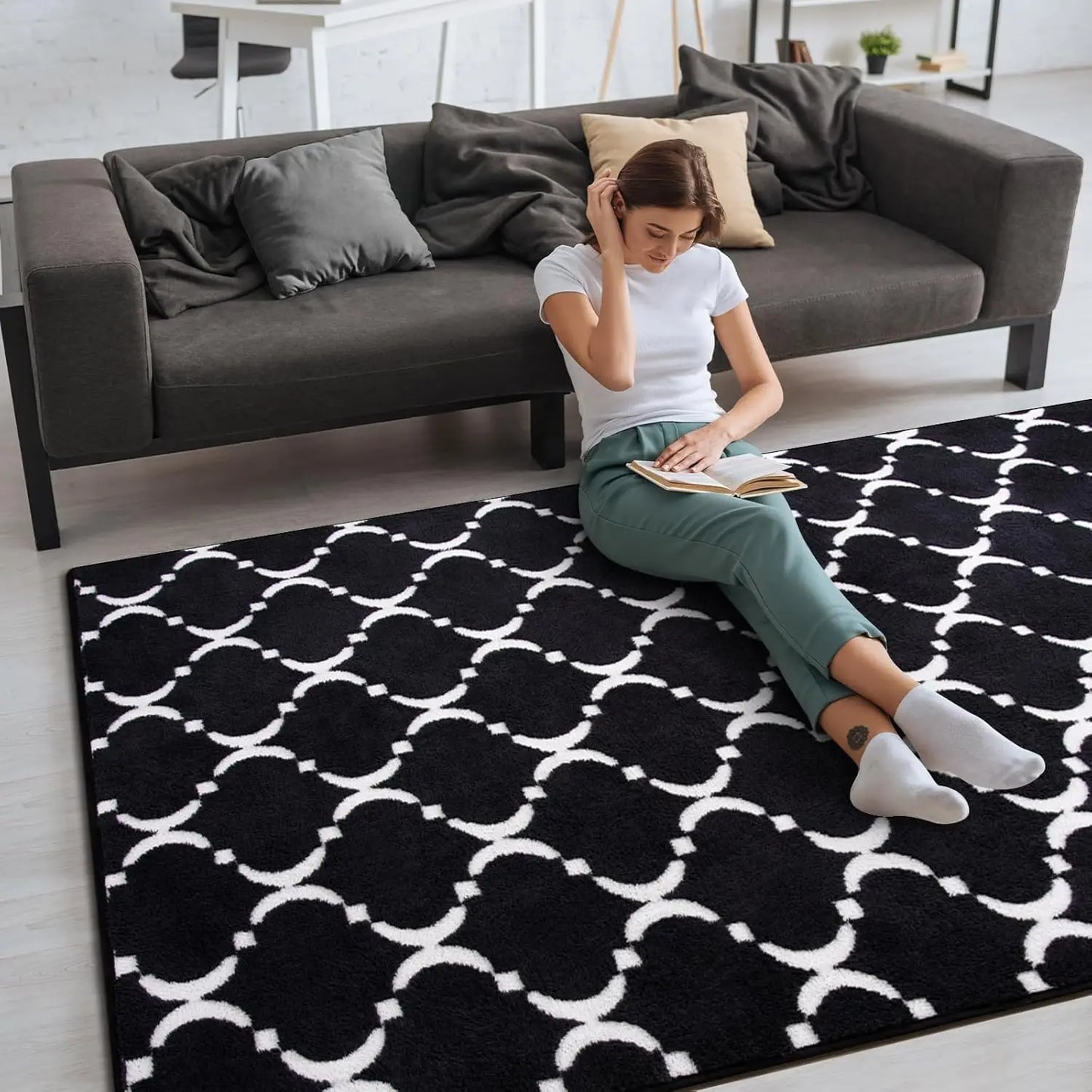 NoahasCN Shag Area Rug Memory Foam Indoor Carpet Geometric