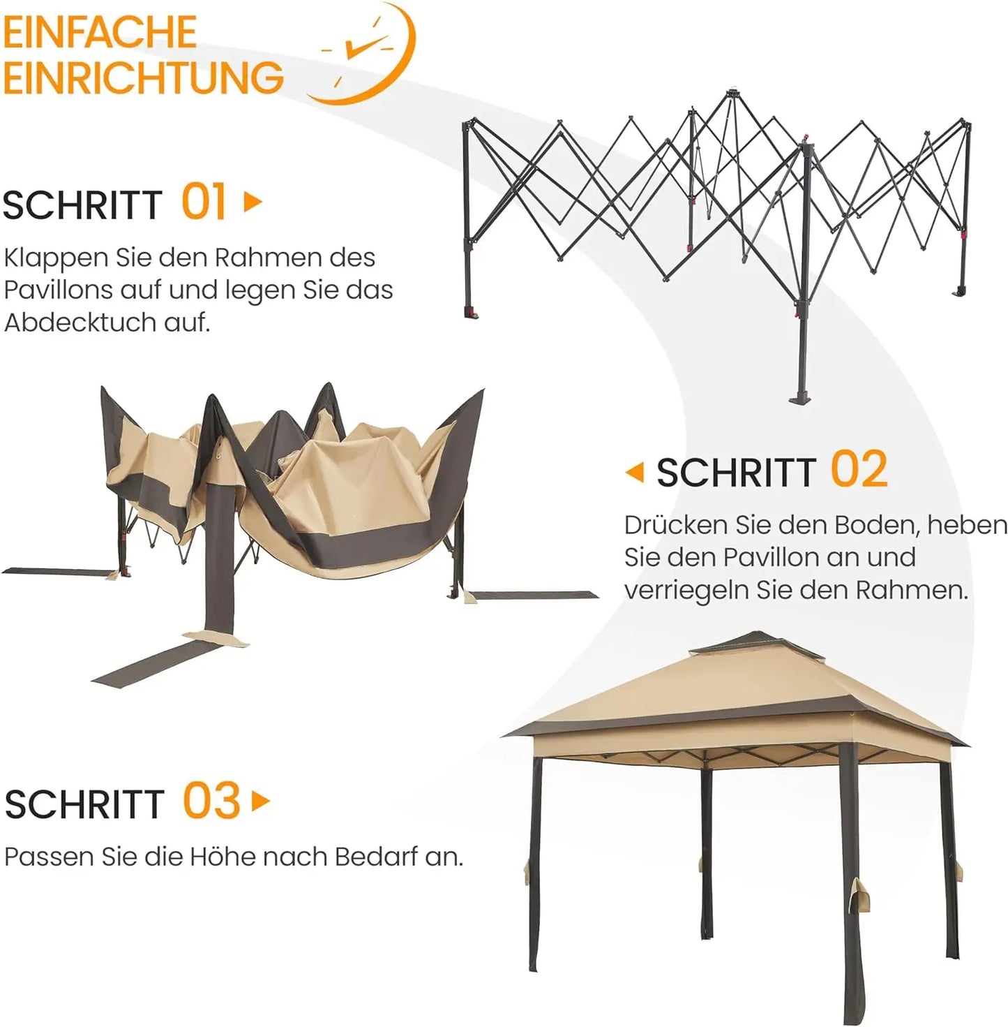 3.3x3.3m Outdoor Gazebo Canopy with 4 Detachable Mosquito Nets, UV and Rainproof Gazebo Patio Pop Up with Double Eaves Folding