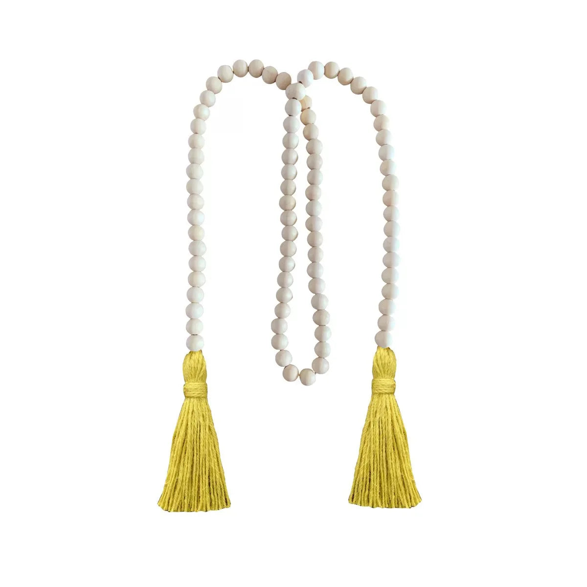 Nordic Farmhouse Decor Wood Bead Tassel Linen Rope Wall Art
