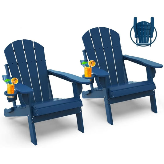 Angduo Folding Adirondack Chairs Set of 2 With Cup Holder
