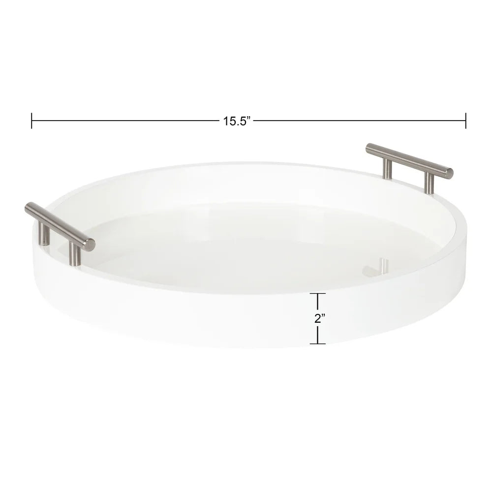 XMSJ Modern Round Serving Tray With Polished Metal Handles
