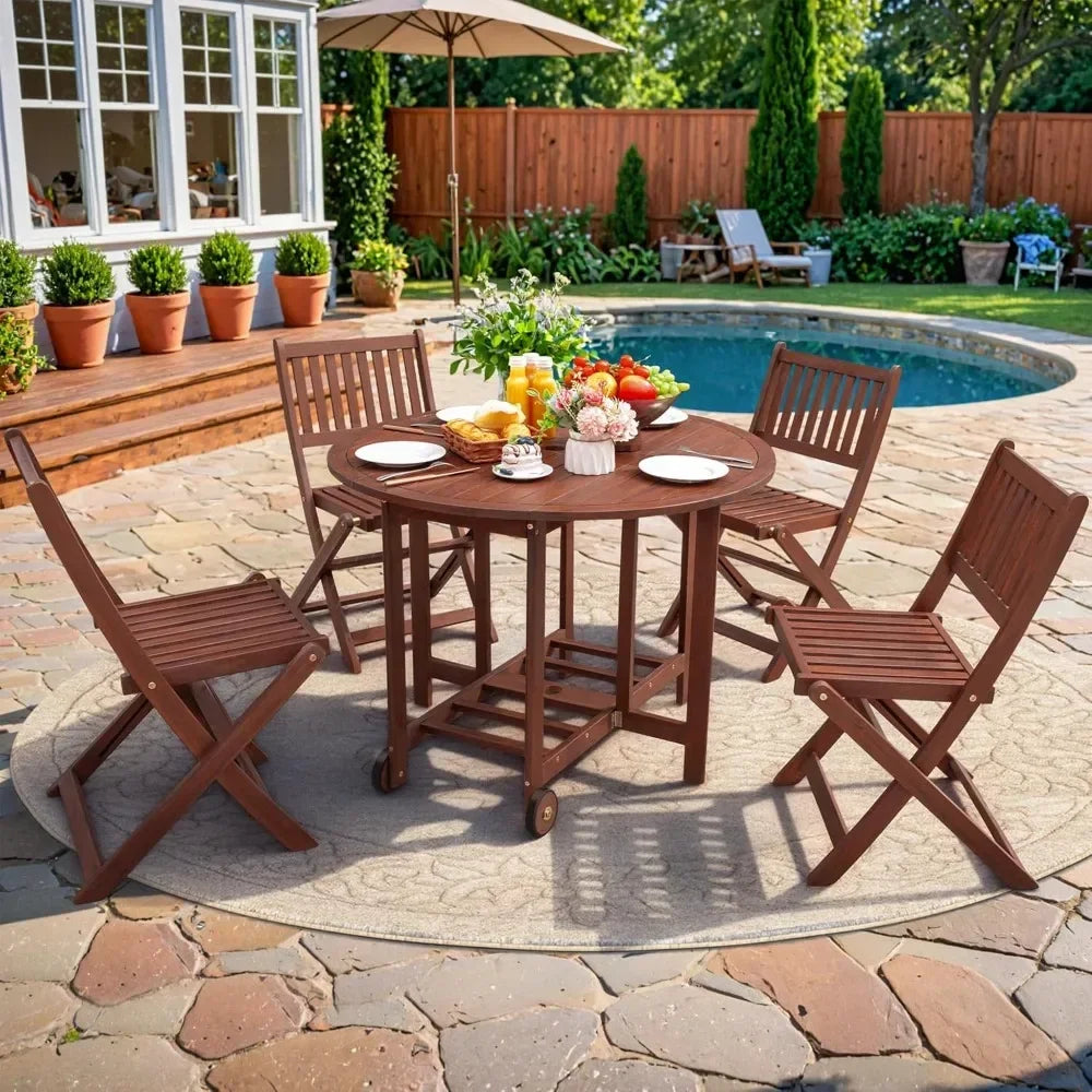 Guangbai All Weather Acacia Patio Dining Set For Backyard
