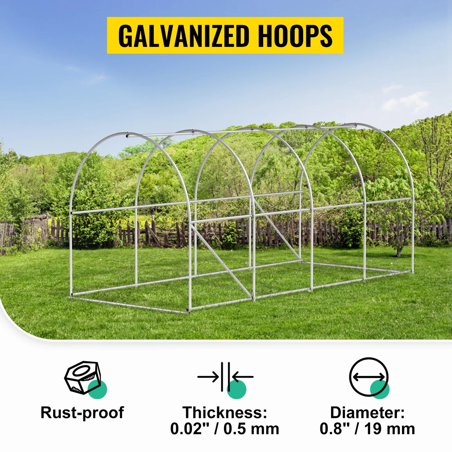 VEVOR Walk-In Tunnel Greenhouse Gardeners Galvanized Frame