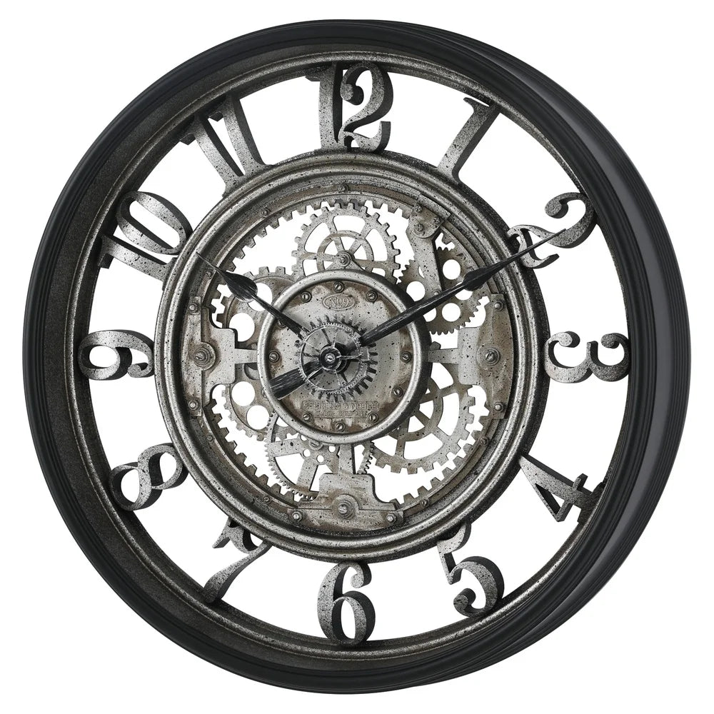 XMSJ Indoor Rustic Metal Arabic Analog Wall Clock Gears