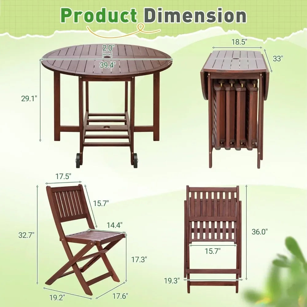 Guangbai All Weather Acacia Patio Dining Set For Backyard