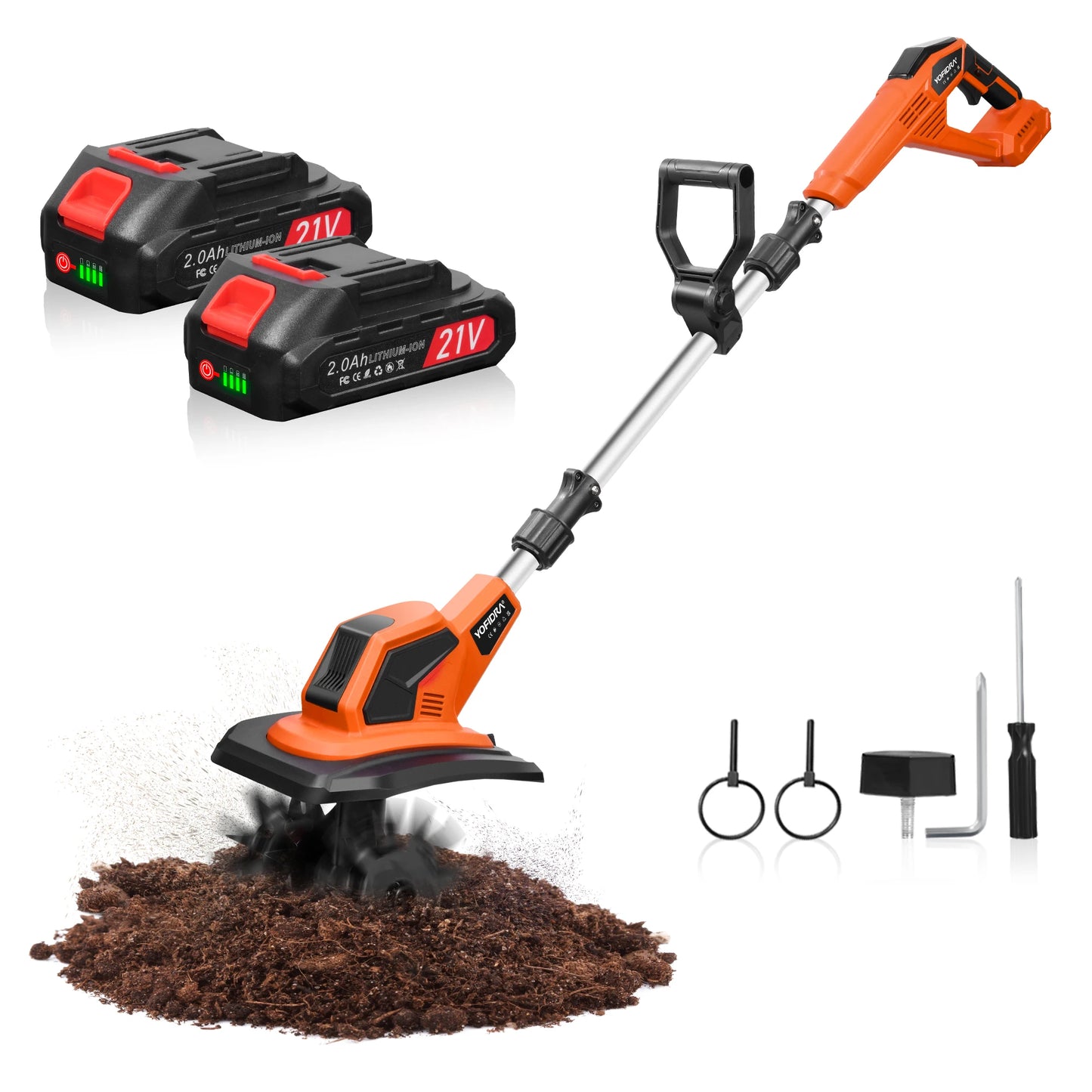 YOFIDRA Electric Rotary Tiller Cultivator Cordless Lawn Mower Rototiller Soil Cultivation Garden Tool For Makita 21V Battery Pin
