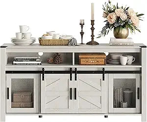 MKDK Farmhouse Buffet Cabinet With Sliding Barn Doors